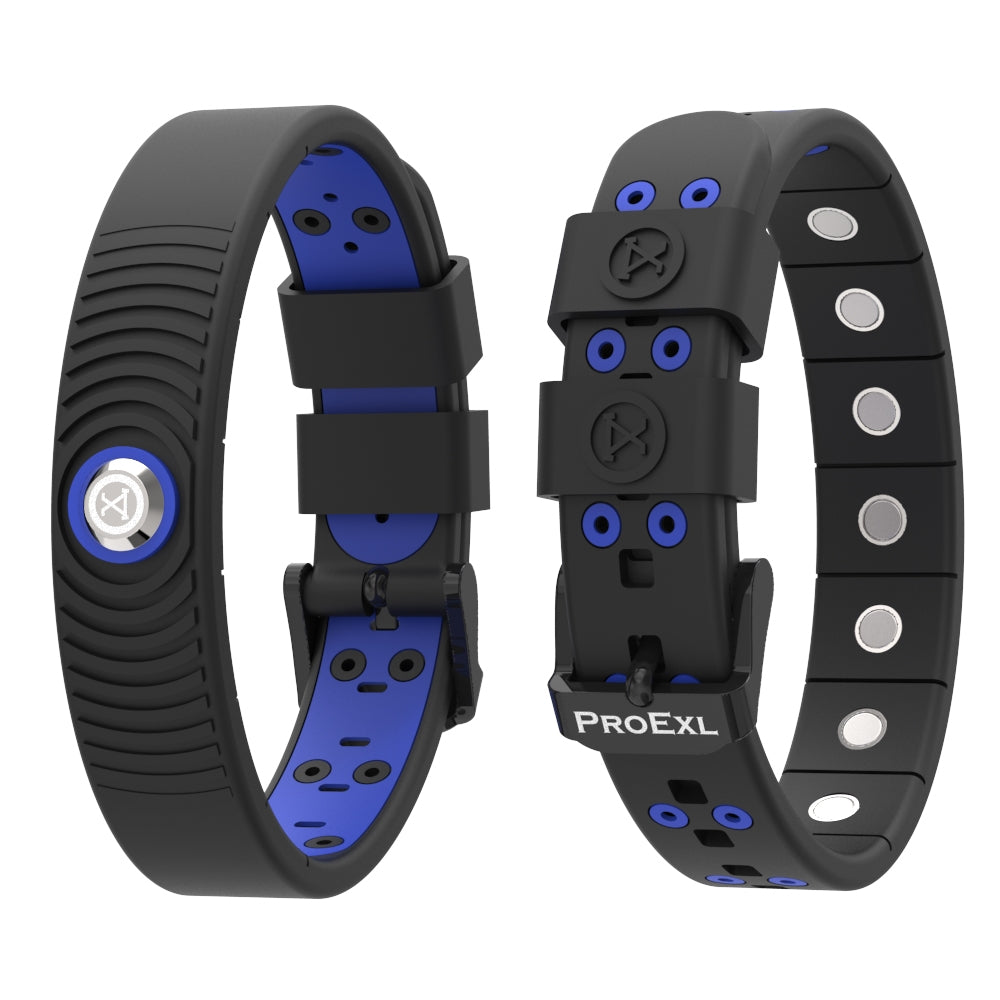 ProExl 18K Sports Magnetic Bracelet - Waterproof - Breathable Strap - Power & Energy - Black Azul