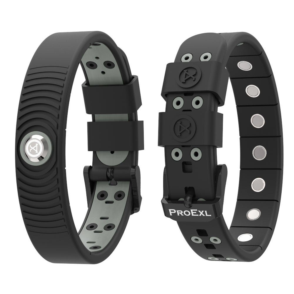 ProExl 18K Sports Magnetic Bracelet - Waterproof - Breathable Strap - Power & Energy - Black Gray