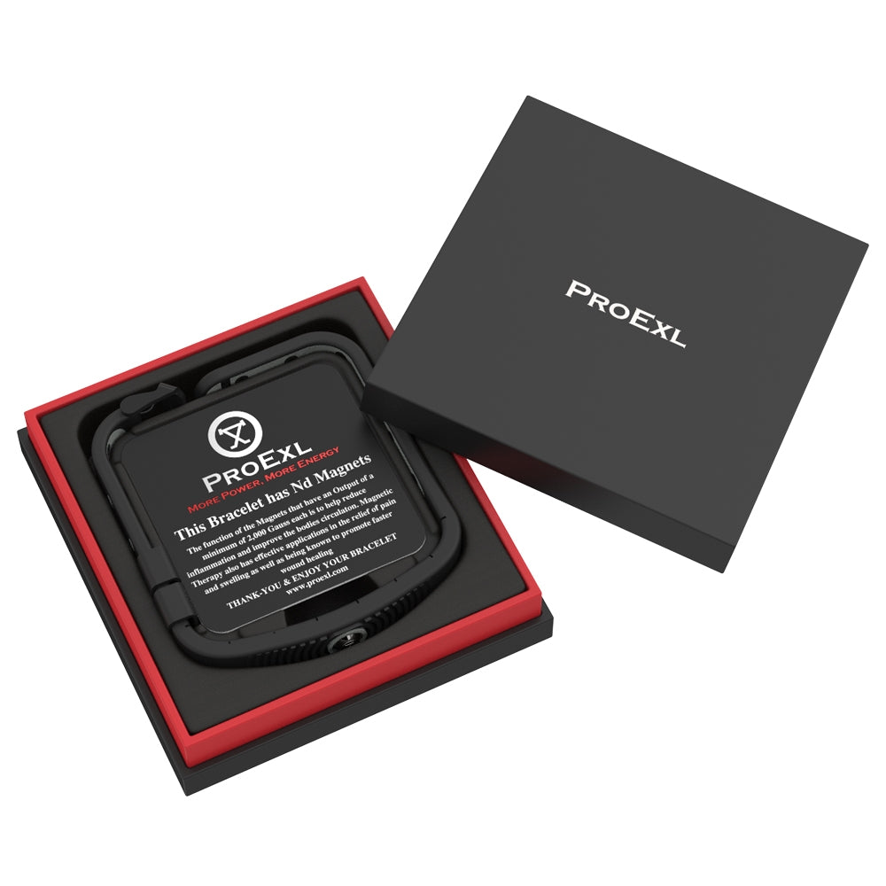 ProExl 18K Sports Magnetic Bracelet - Waterproof - Breathable Strap - Power & Energy - Black Gray