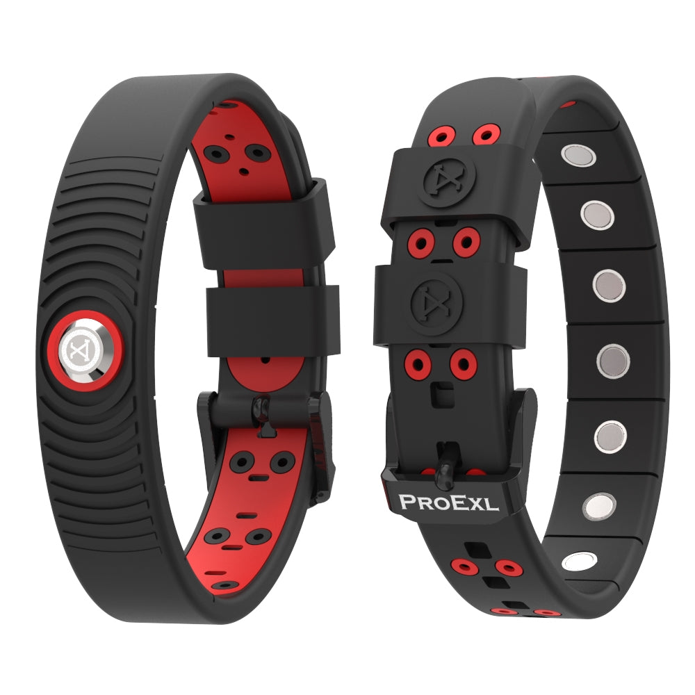ProExl 18K Sports Magnetic Bracelet - Waterproof - Breathable Strap - Power & Energy - Black Red