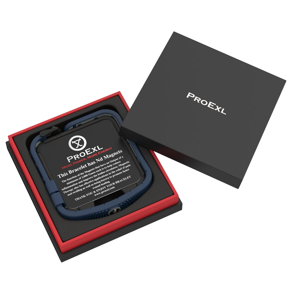 ProExl 18K Sports Magnetic Bracelet - Waterproof - Breathable Strap - Power & Energy - Blue Gray