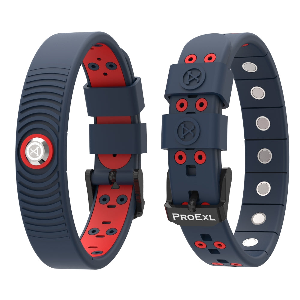ProExl 18K Sports Magnetic Bracelet - Waterproof - Breathable Strap - Power & Energy - Blue Red