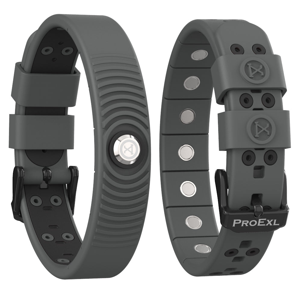 ProExl 18K Sports Magnetic Bracelet - Waterproof - Breathable Strap - Power & Energy - Gunmetal Gray