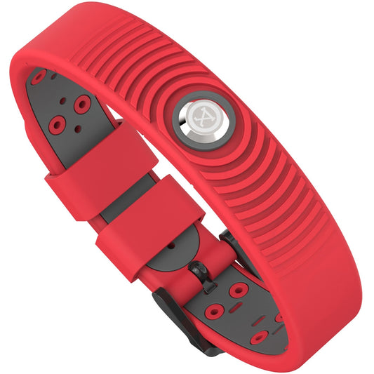 ProExl 18K Sports Magnetic Bracelet - Waterproof - Breathable Strap - Power & Energy - Red Gunmetal Gray