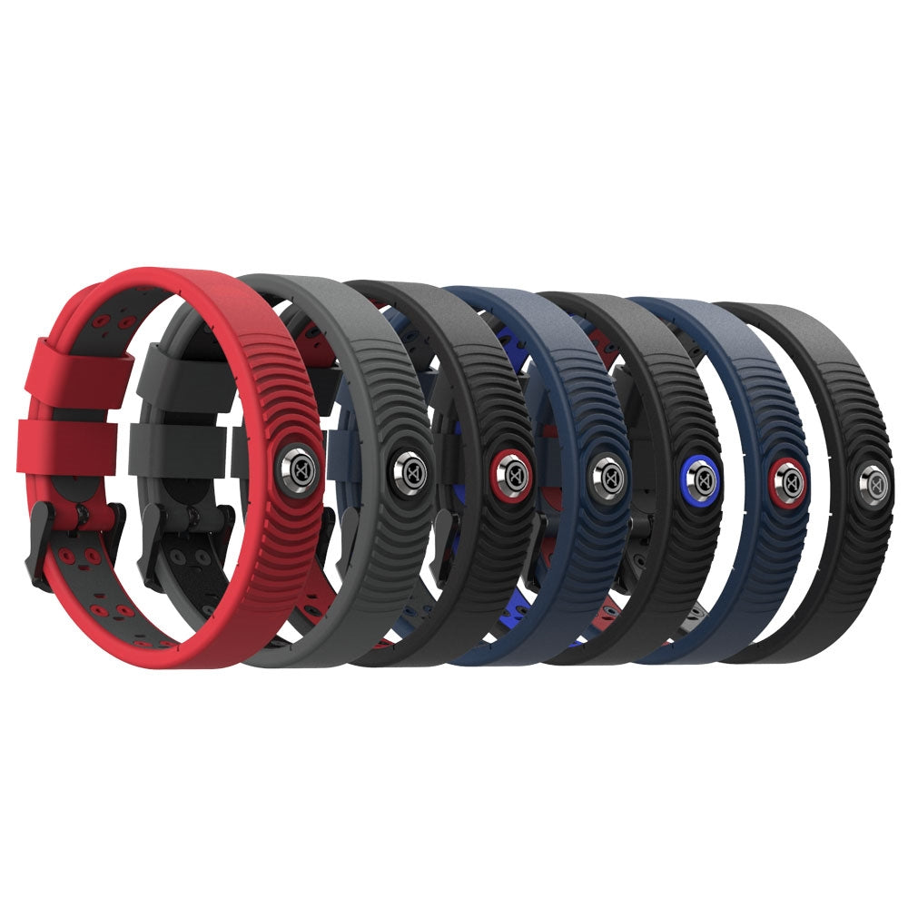 ProExl 18K Sports Magnetic Bracelet - Waterproof - Breathable Strap - Power & Energy - Red Gunmetal Gray
