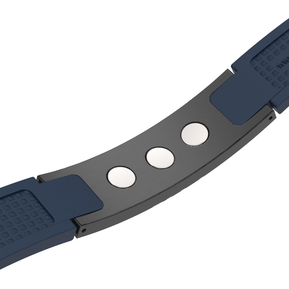 Ultimate Satin Black Magnetic Bracelet with Blue Strap