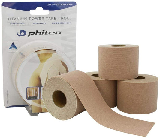 Phiten X30 Titanium Power Tape Roll - Water-Resistant Kinesiology Tape for Muscle, Knee, Shoulder and Joint Support - Professional Sports Therapeutic Athletic Kinesio Tape - Beige, 2” x 14.7’